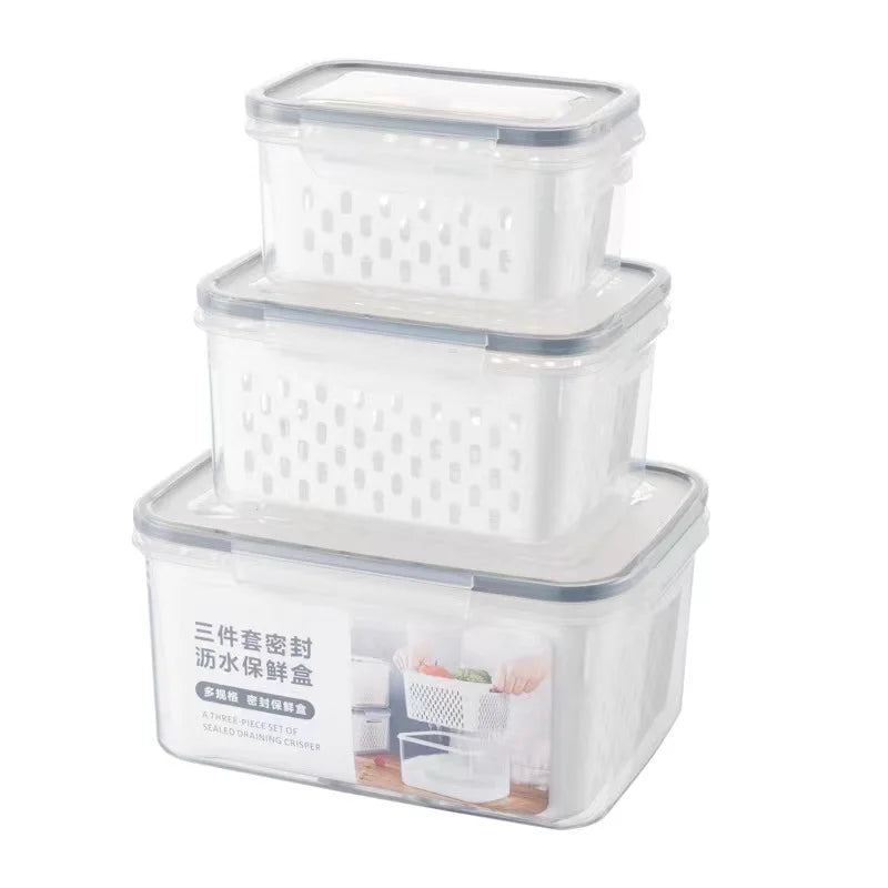 Fruit Storage Containers for Fridge with Removable Colander