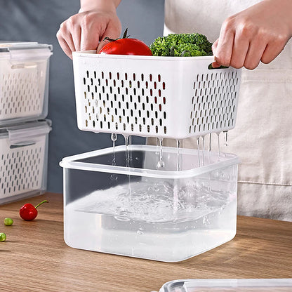 Fruit Storage Containers for Fridge with Removable Colander
