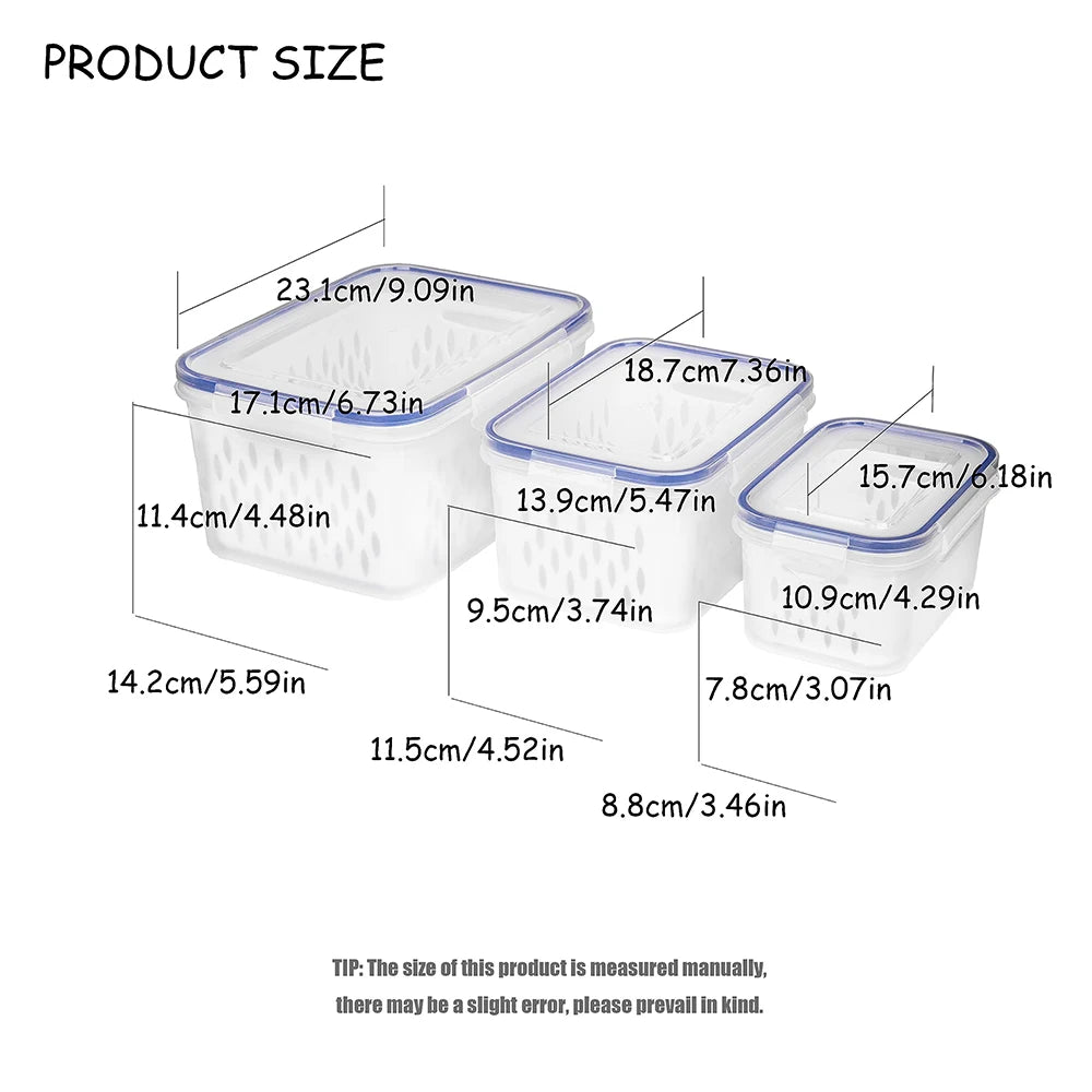 Fruit Storage Containers for Fridge with Removable Colander
