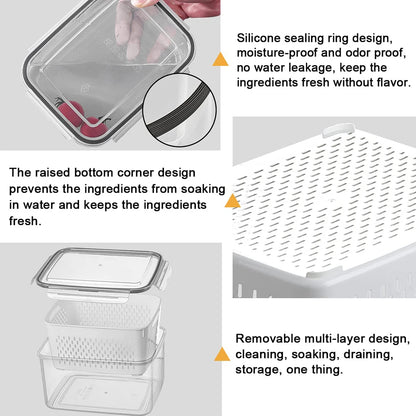 Fruit Storage Containers for Fridge with Removable Colander